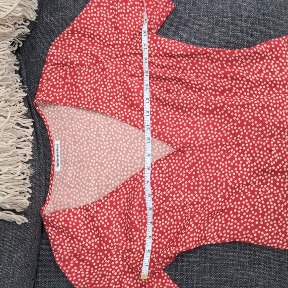 Reformation Locklin Midi Dress - Daisy Print Red - Size 6 - Picture 6 of 6